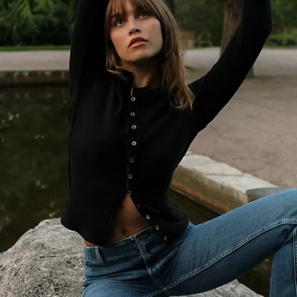 Free People It’s On Cardi Black Button-Up Cardigan S NWOT - Picture 2 of 4